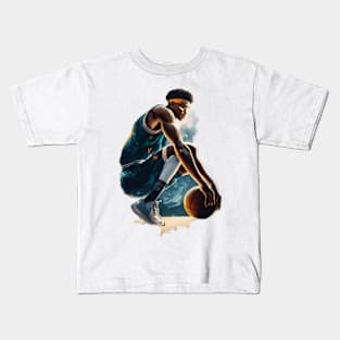 Basketball Slam Dunk Fusion Art Print Kids T-Shirt